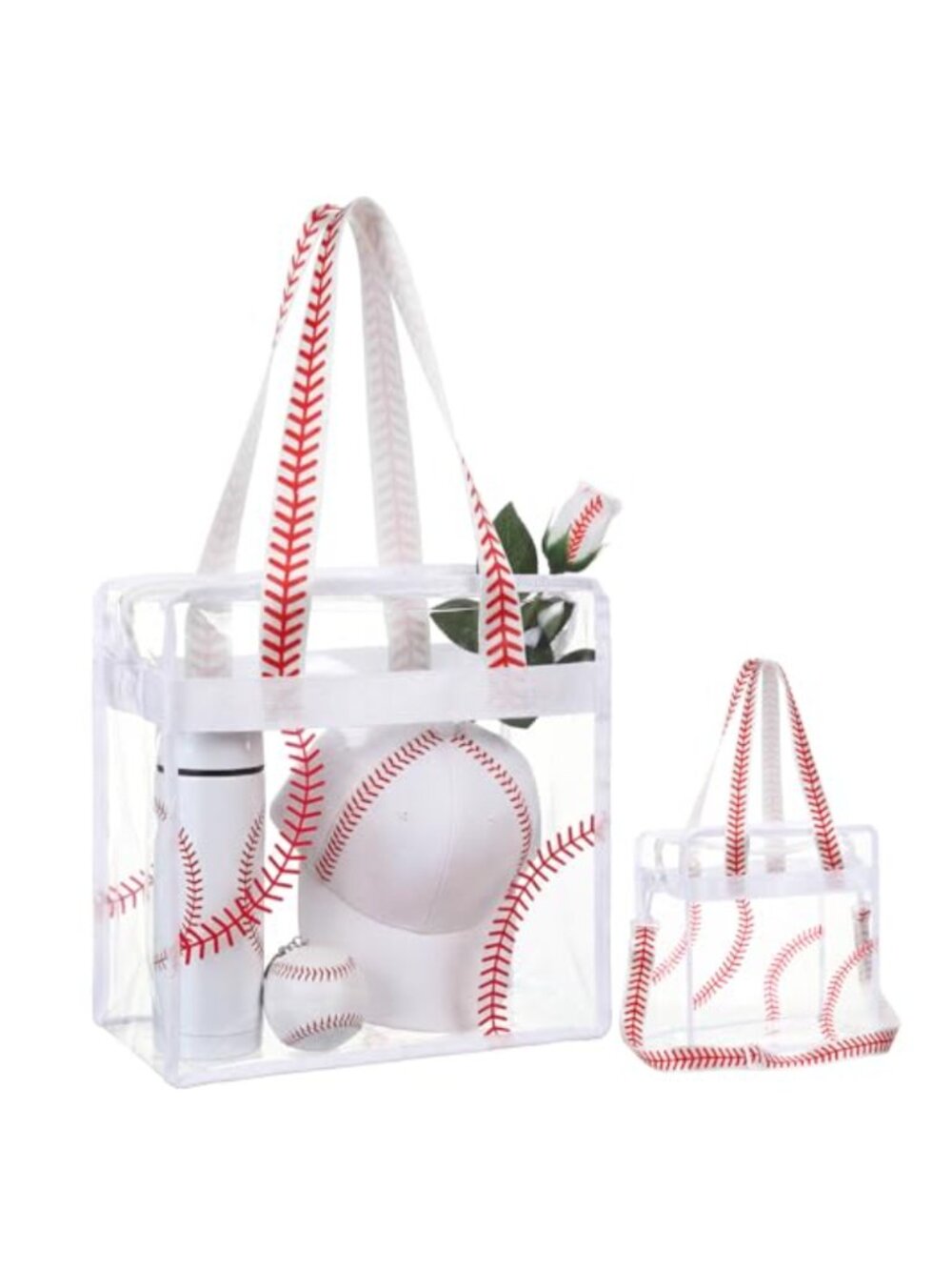 Baseball Clear Tote Bag Stadium Approved Waterproof Crossbody with Adjustable